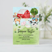 Carte Billet Baby shower de lessive pour animaux de ferm (Debout devant)