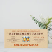 Carte Billet Brasserie à thème bière Kraft Retraite Part (Debout devant)