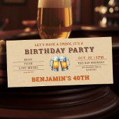 Carte Billet brasserie à thème pour hommes 40e anniversa