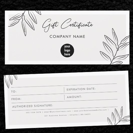 Carte Billet cadeau Boho Feuille Business Logo