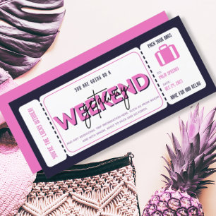 Carte Billet cadeau cadeau cadeau Pink Purple Weekend Ge