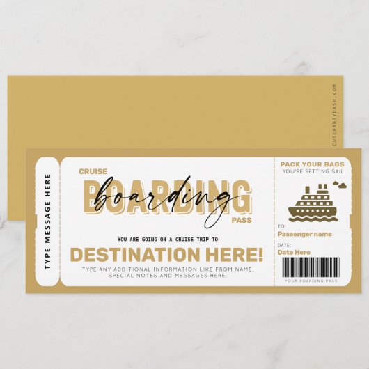 Carte Billet cadeau de voyage de Pass d'embarquement de (Devant / Derrière)