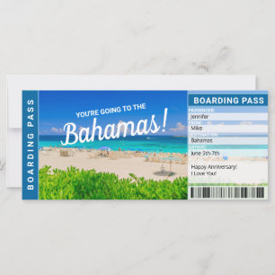 Carte Billet cadeau de voyage de vacances aux Bahamas