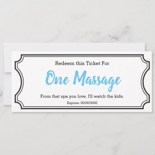 Carte Billet cadeau IOU Love One Massage modifiable ciel (Devant)