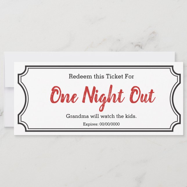 Carte Billet cadeau Night Out (Devant)