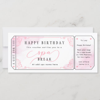 Carte Billet cadeau Pink Spa Break