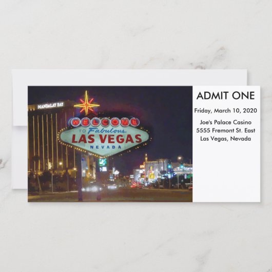 Carte Billet d'admission à l'événement de Las Vegas (Devant)