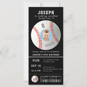 Carte Billet d'anniversaire Black Photo Baseball Invitat