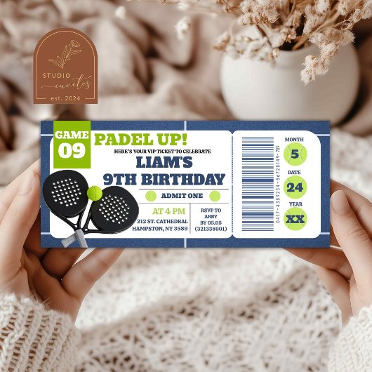 Carte Billet d'anniversaire Blue Padel Up Pickleball