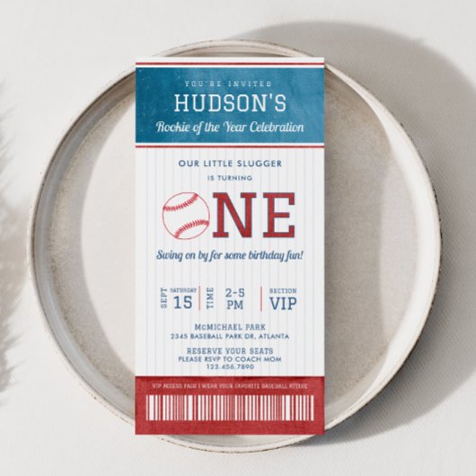 Carte Billet de baseball Rookie 1er anniversaire Invitat