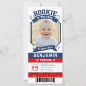Carte Billet de baseball Rookie Red Blue Boy 1er anniver (Devant)
