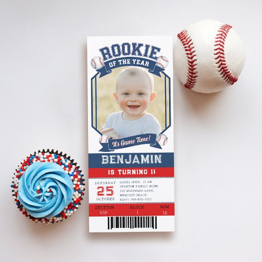 Carte Billet de baseball Rookie Red Blue Boy 1er anniver