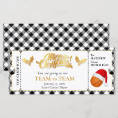 Carte Billet de basket de Noël, Billet cadeau surprise (Devant / Derrière)