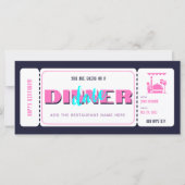 Carte Billet de bon pour dîner rose violet (Devant)