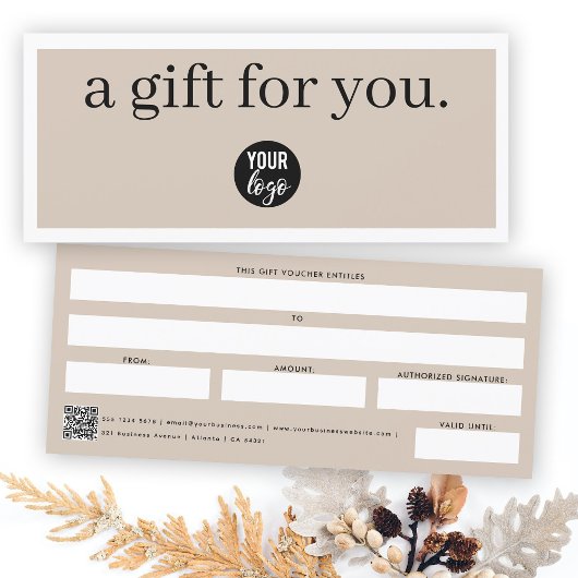 Carte Billet de certificat cadeau de logo d'entreprise B