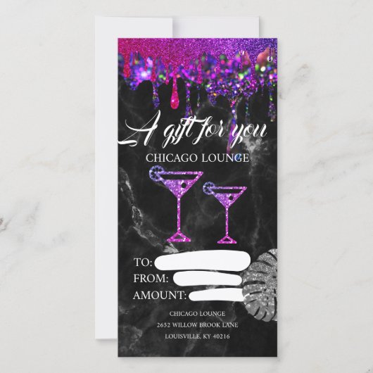 Carte Billet de certificat de boissons du bar salon (Devant)