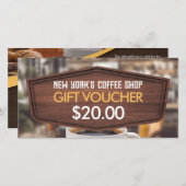 Carte Billet de certification cadeau café-café (Devant / Derrière)