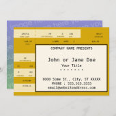 Carte billet de concert or (Devant / Derrière)