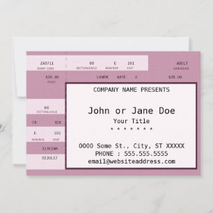 Carte billet de concert rose