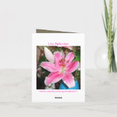 Carte Billet de Lily Splendor (Dos)