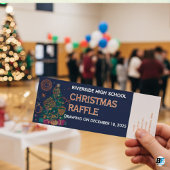 Carte Billet de participation à la tombola de Noël bleu