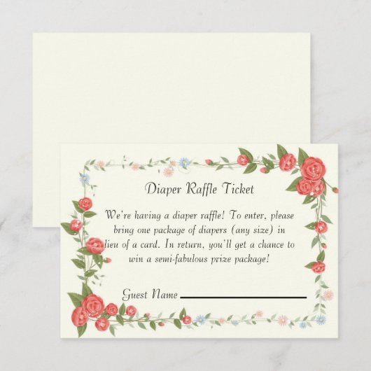 Carte Billet de rabat au baby shower floral rose (Devant / Derrière)