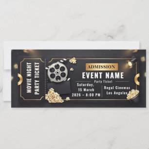 Carte Billet de soirée cinéma personnalisable 2026