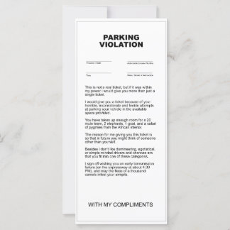 Carte Billet de violation de faux stationnement