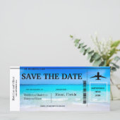 Carte Billet d'embarquement de mariage de plage tropical (Debout devant)