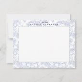 Carte Billet Floral Toile Bleu (Devant)