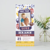 Carte Billet Football Bright Boy 1er Anniversaire Invita (Debout devant)