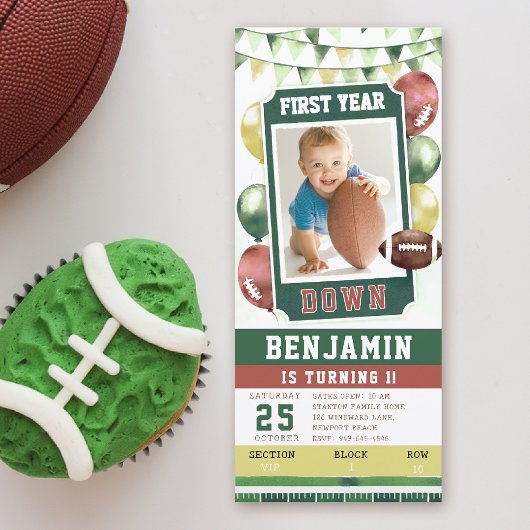 Carte Billet Football Happy Boy 1er Anniversaire Invitat