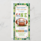Carte Billet Football Vert Bleu 1er Anniversaire Invitat (Devant)