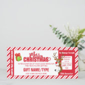 Carte Billet Reindeer de Noël, Carte-cadeau/bon (Debout devant)