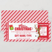 Carte Billet Reindeer de Noël, Carte-cadeau/bon (Devant / Derrière)