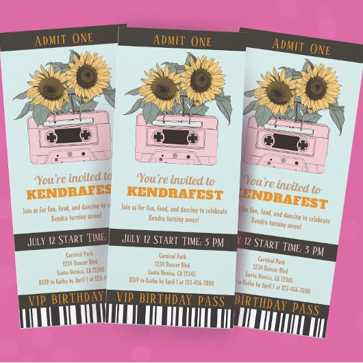 Carte Billet Retro Music Festival Dance Party