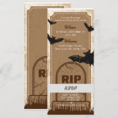 Carte Billet vintage Brown Halloween Bat Party (Devant / Derrière)