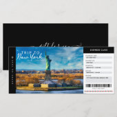 Carte Billet voyage New York Trip Boarding Pass Vacances (Devant / Derrière)