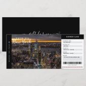 Carte Billet voyage New York Trip Boarding Pass Vacances (Devant / Derrière)