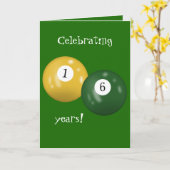 Carte Billiard Balls 16e anniversaire (Fleur jaune)