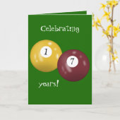 Carte Billiard Balls 17e anniversaire (Fleur jaune)