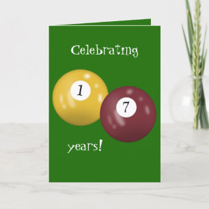 Carte Billiard Balls 17e anniversaire
