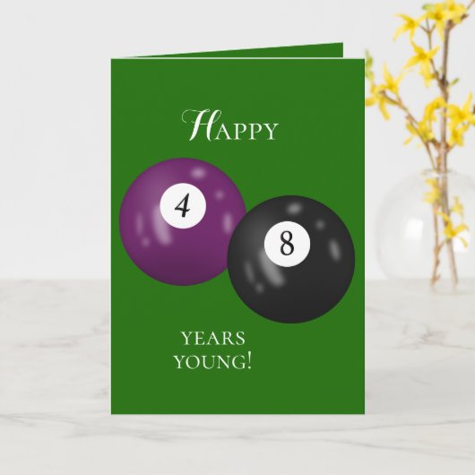 Carte Billiard Balls 48e anniversaire (Fleur jaune)