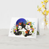 Carte BINDI PANDAS - arrière - plan de personnaliser (Fleur jaune)