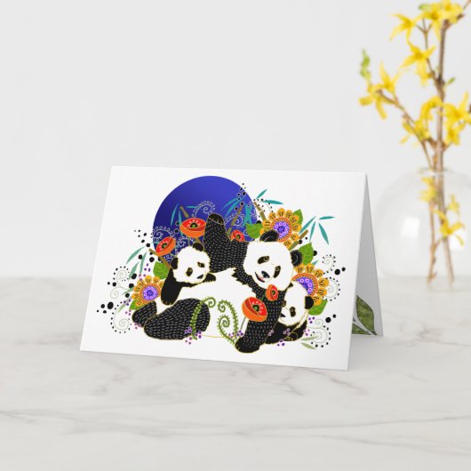 Carte BINDI PANDAS - arrière - plan de personnaliser (Fleur jaune)