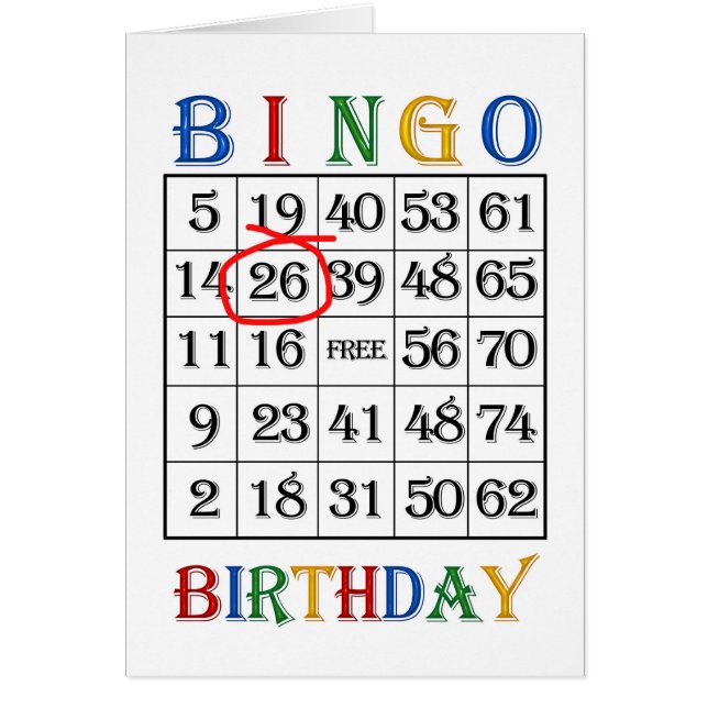 Carte Bingo 26e anniversaire (Devant)