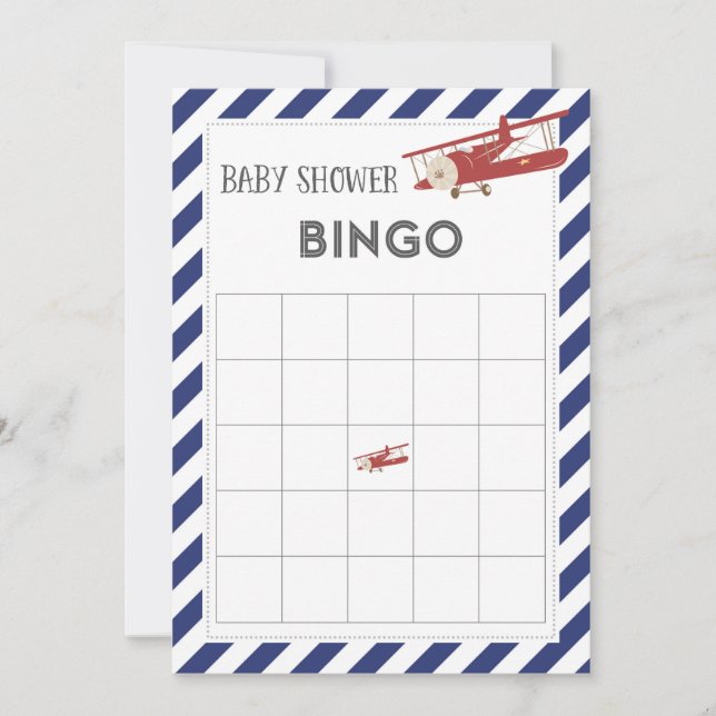 Carte Bingo Baby shower avion (Devant)
