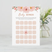 Carte BINGO Baby Shower Fleur de Pêcher (Debout devant)