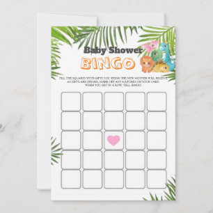 Carte Bingo de Baby shower de dinosaures mignon coloré