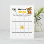 Carte Bingo de Baby Shower Ourson Mignon Abeille à Miel (Debout devant)